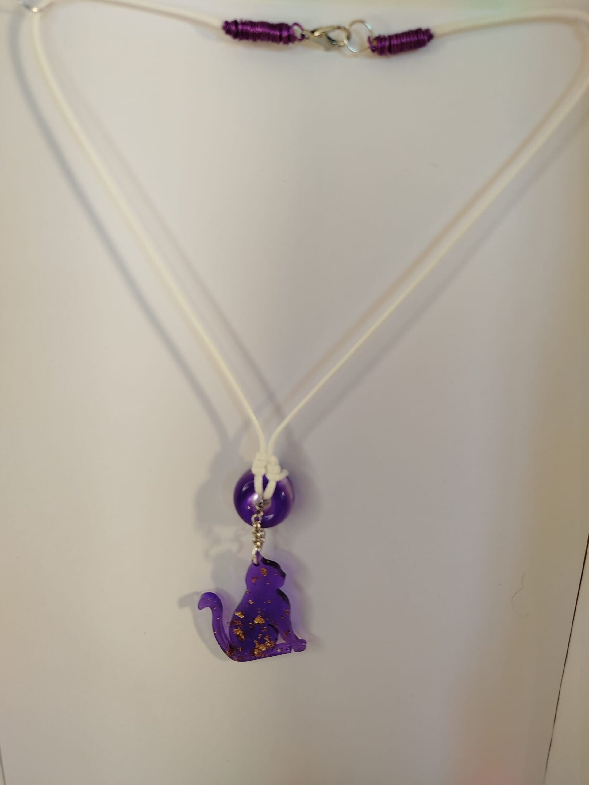 Collares con dije de gato resina y abalorio - 5