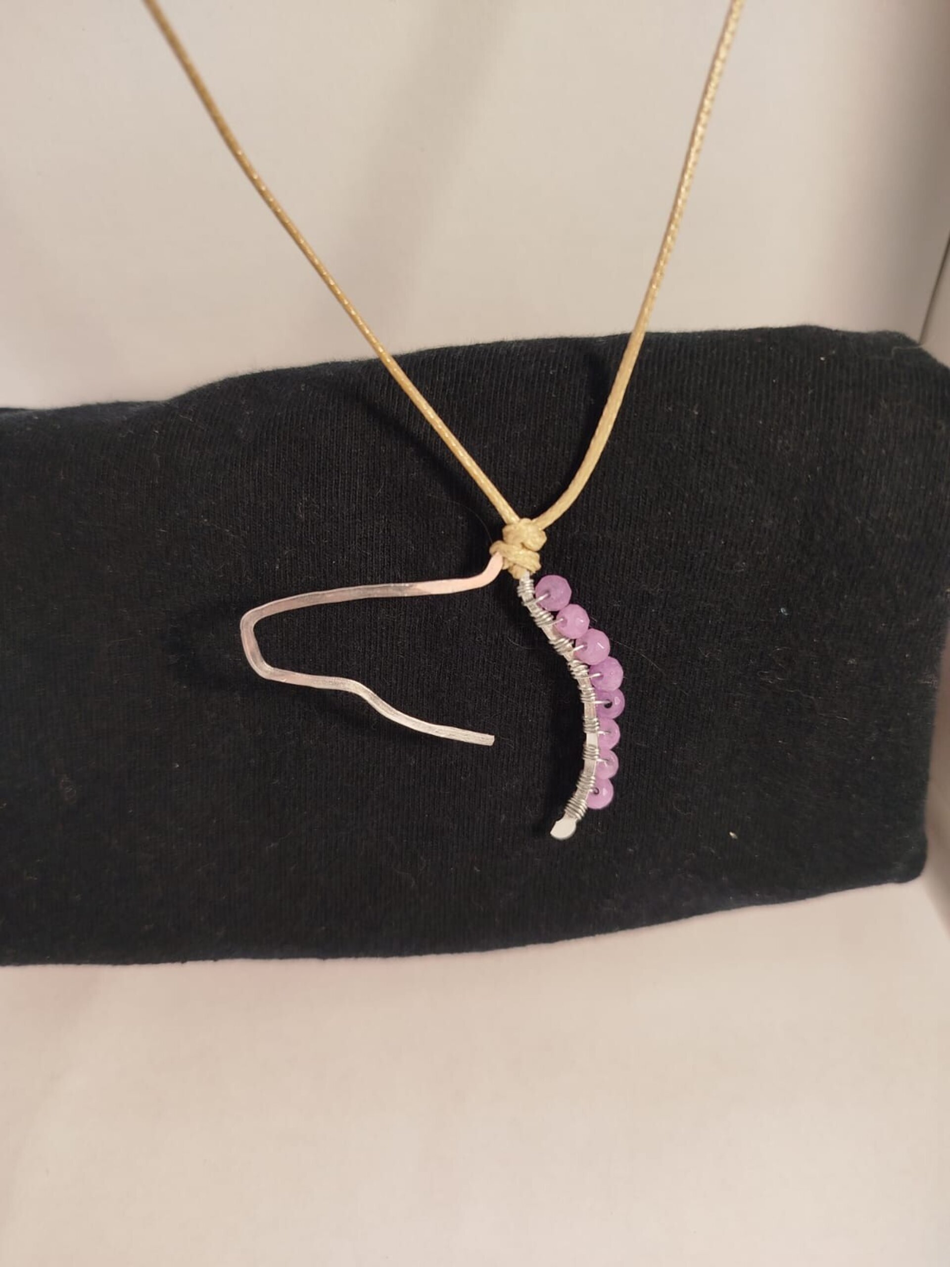 Collar cabeza caballo con agatas violetas pequeñas - 2