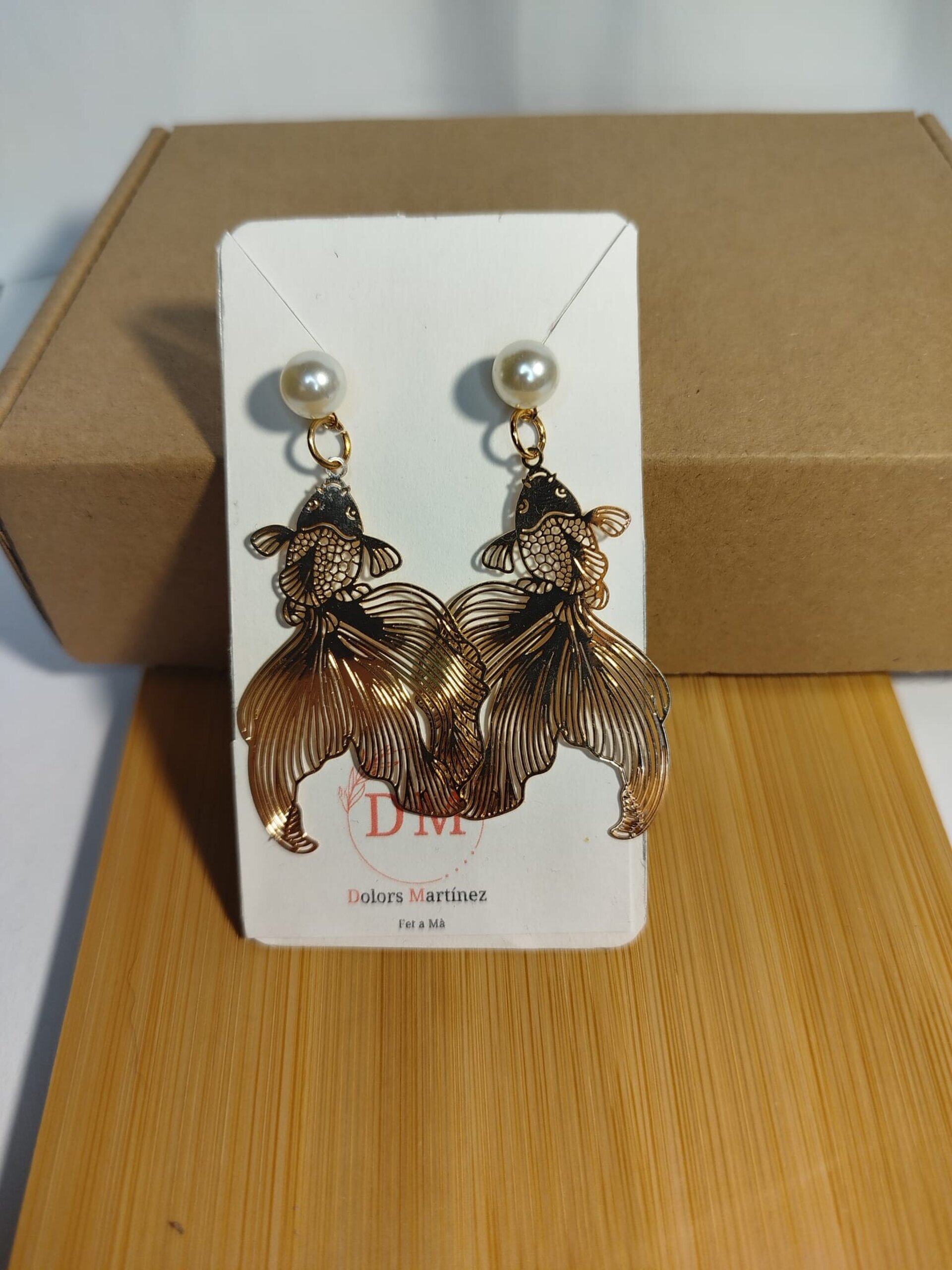 Pendientes Dorados Peces Cola Grande - 3