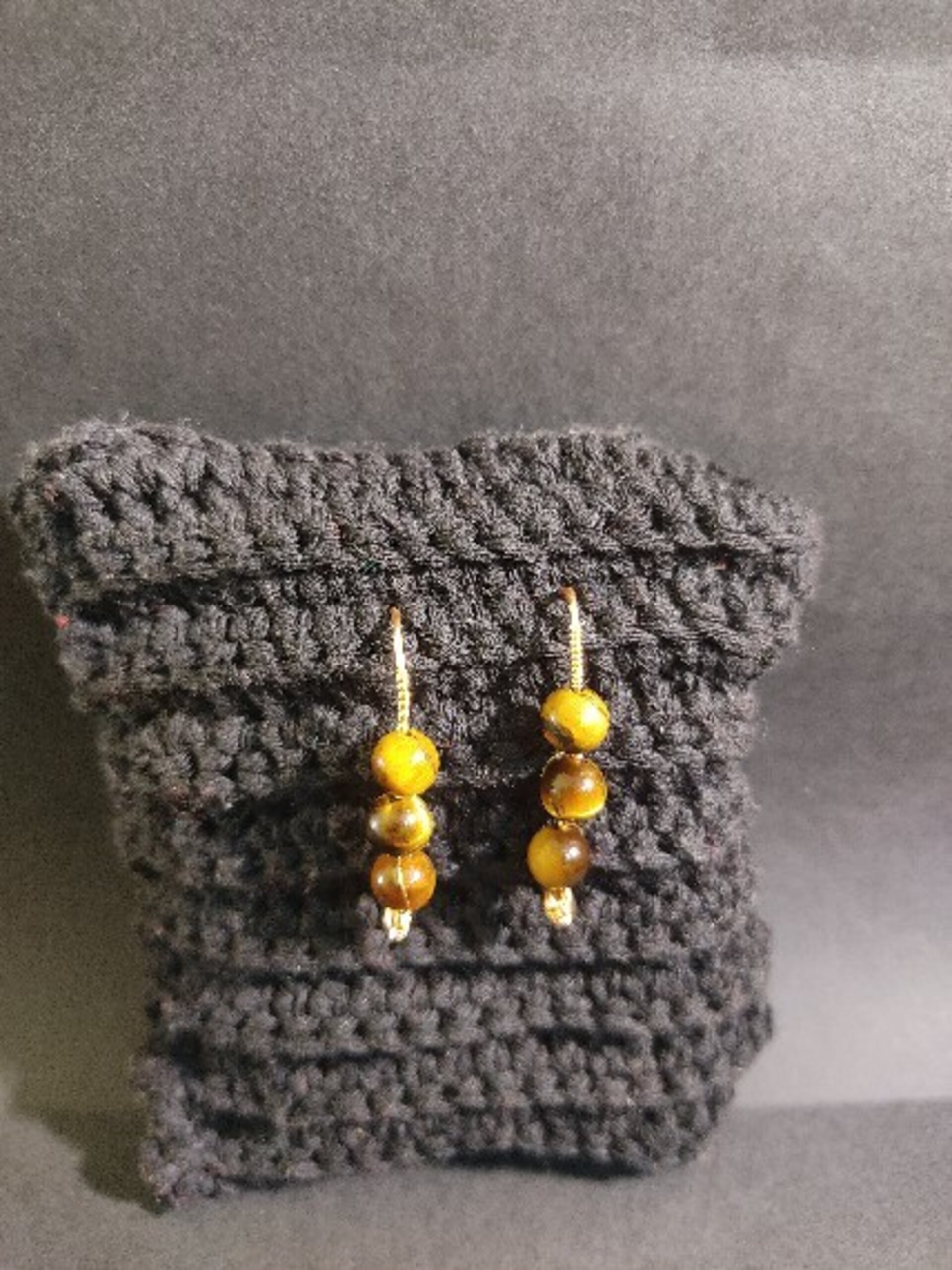 Pendientes largos 3 ojos tigre - 2