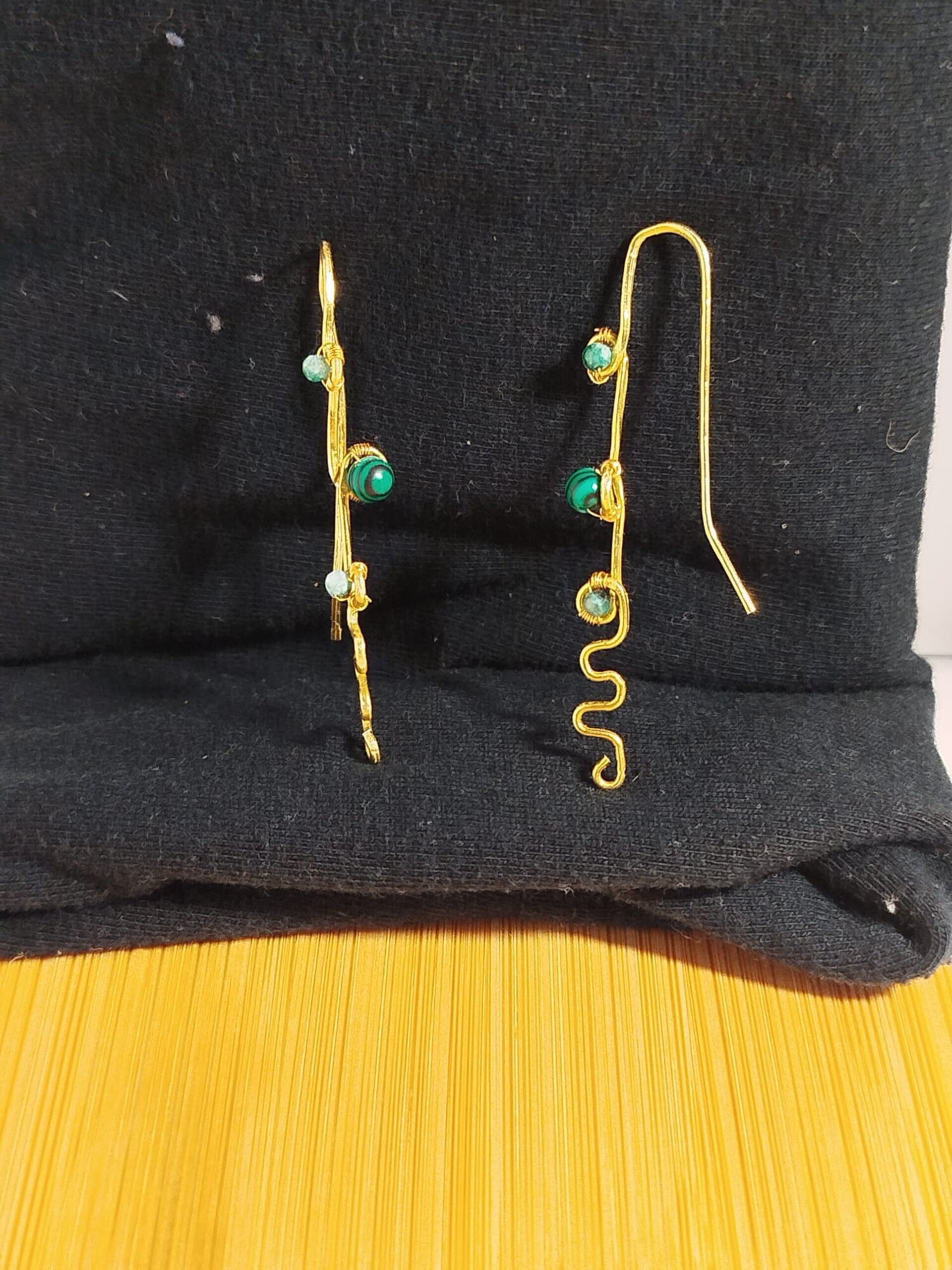 Pendientes largos formas con aventurina verde - 2
