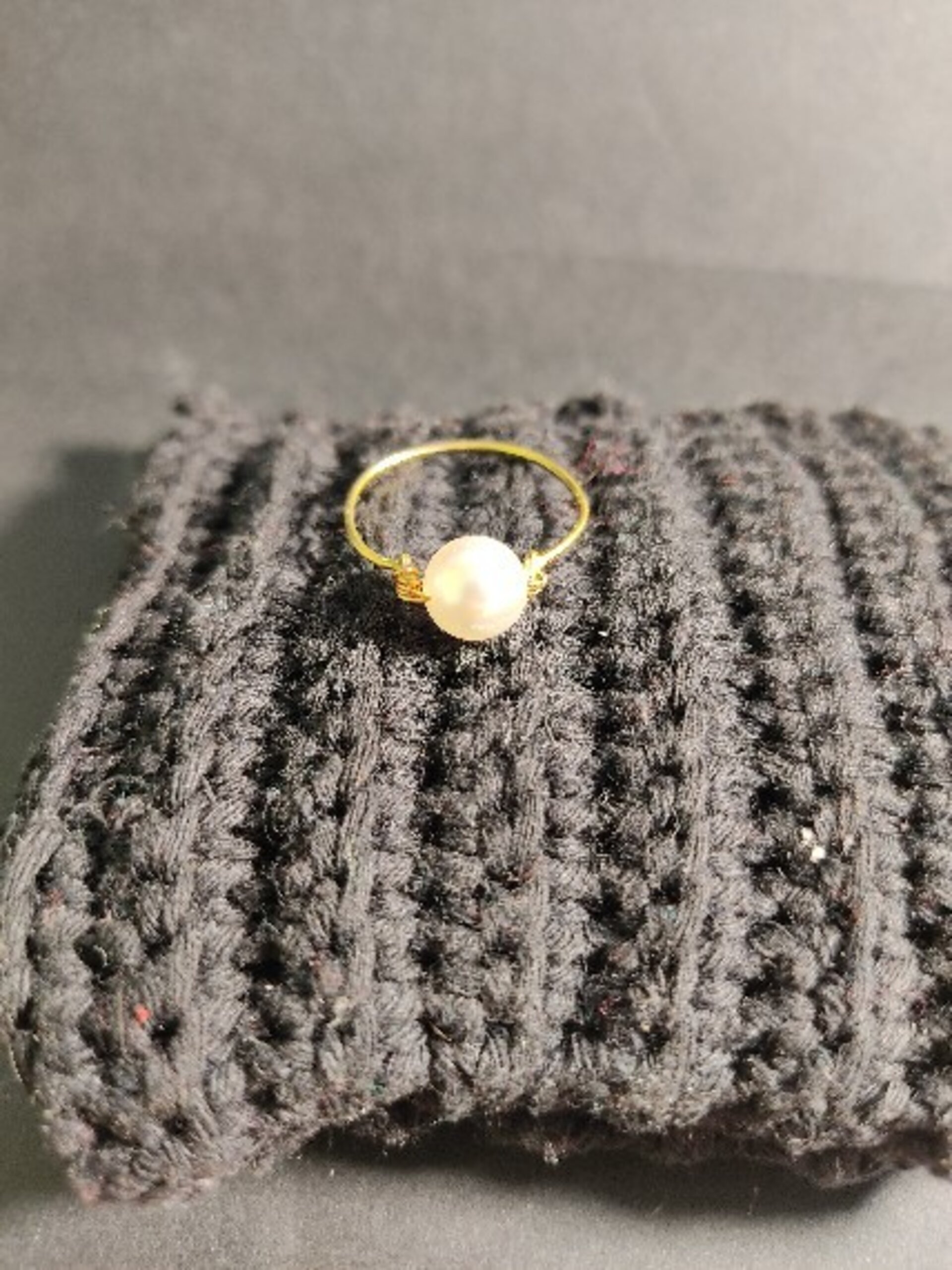 Anillo una perla alambre fino - 2