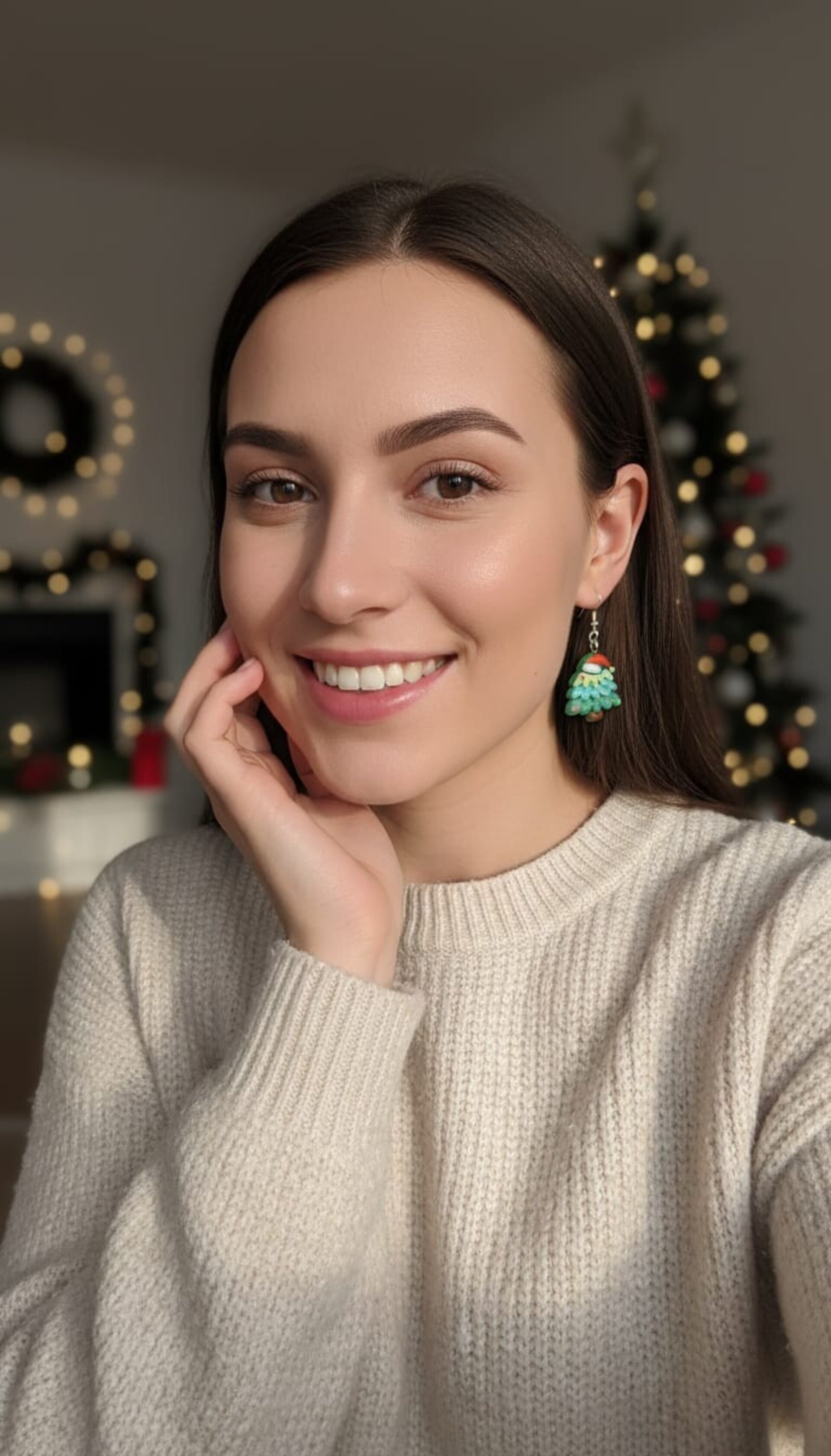 Pendientes árbol de Navidad con color cierre de gancho - 5