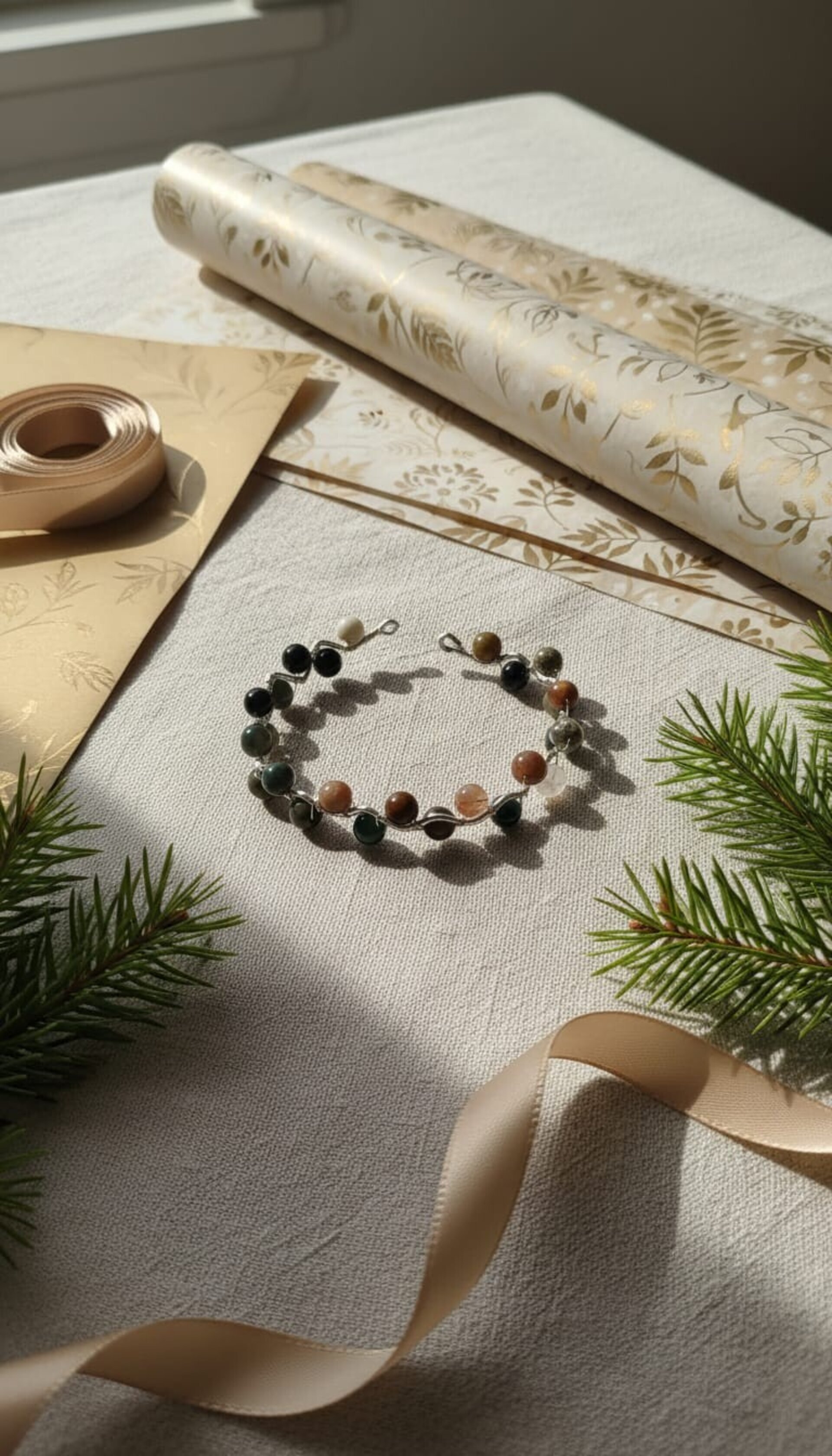 Pulsera de alambre plateada con piedra amazónica - 3