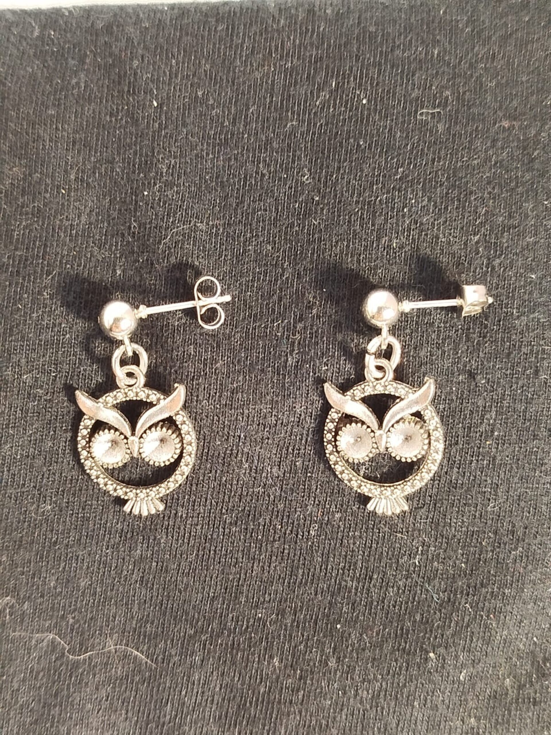 Pendientes buho plateado - 2