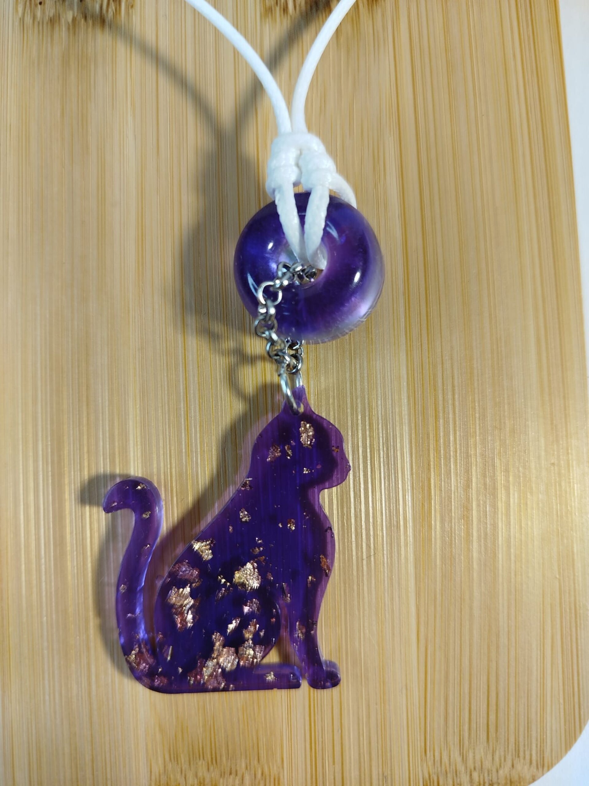 Collares con dije de gato resina y abalorio - 8