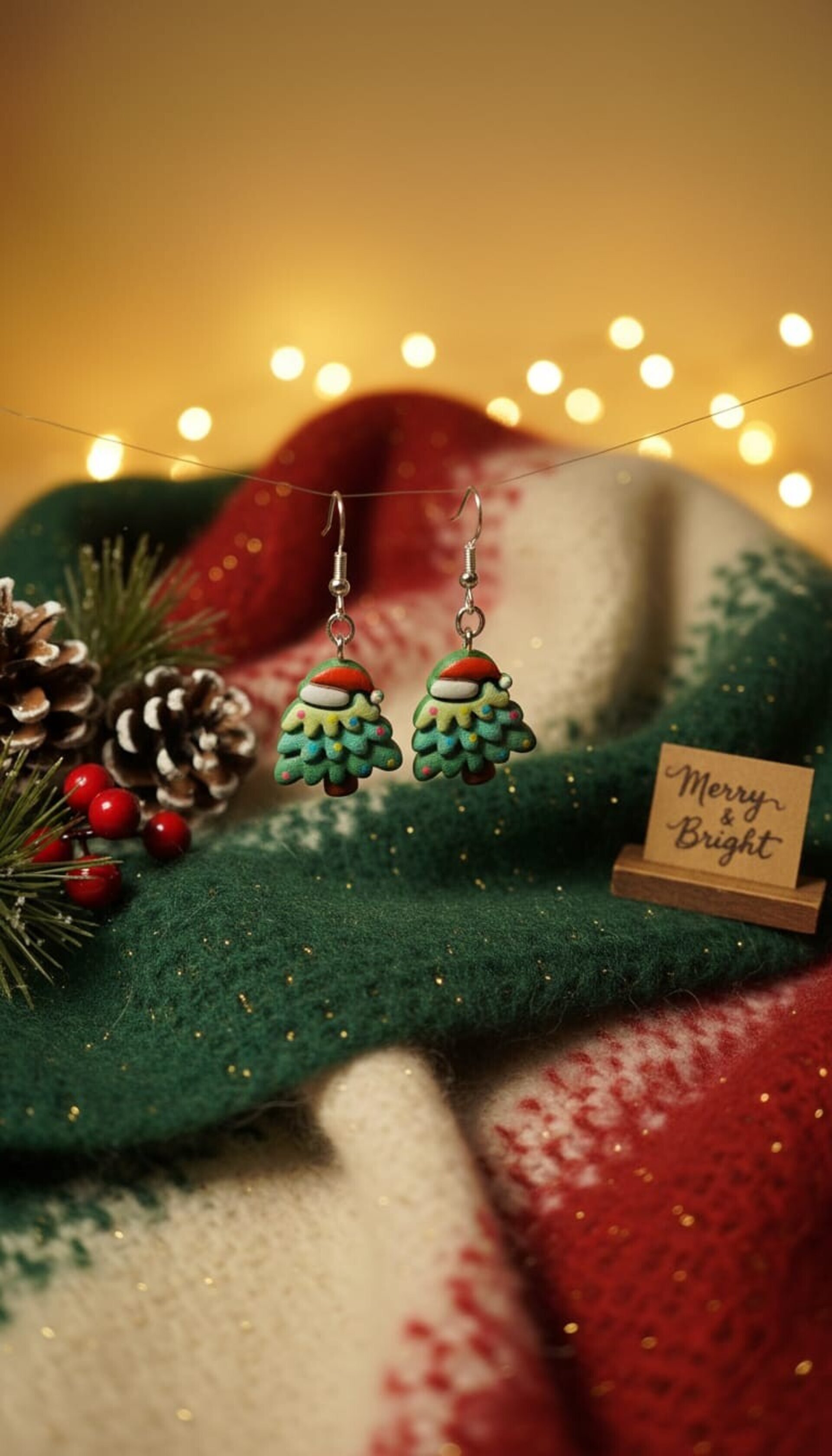 Pendientes árbol de Navidad con color cierre de gancho - 2