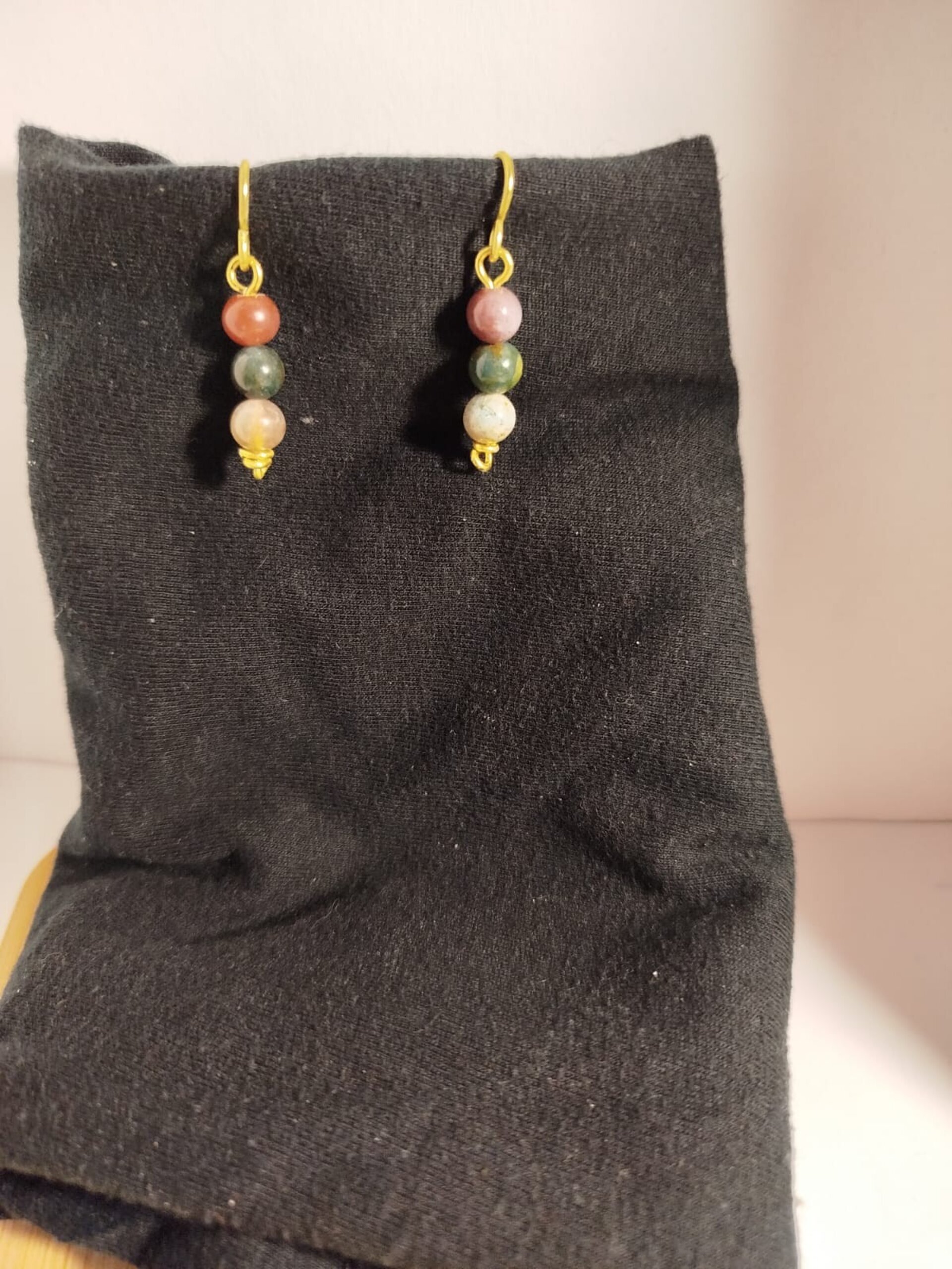 Pendientes largos con 3 agatas de la india - 2