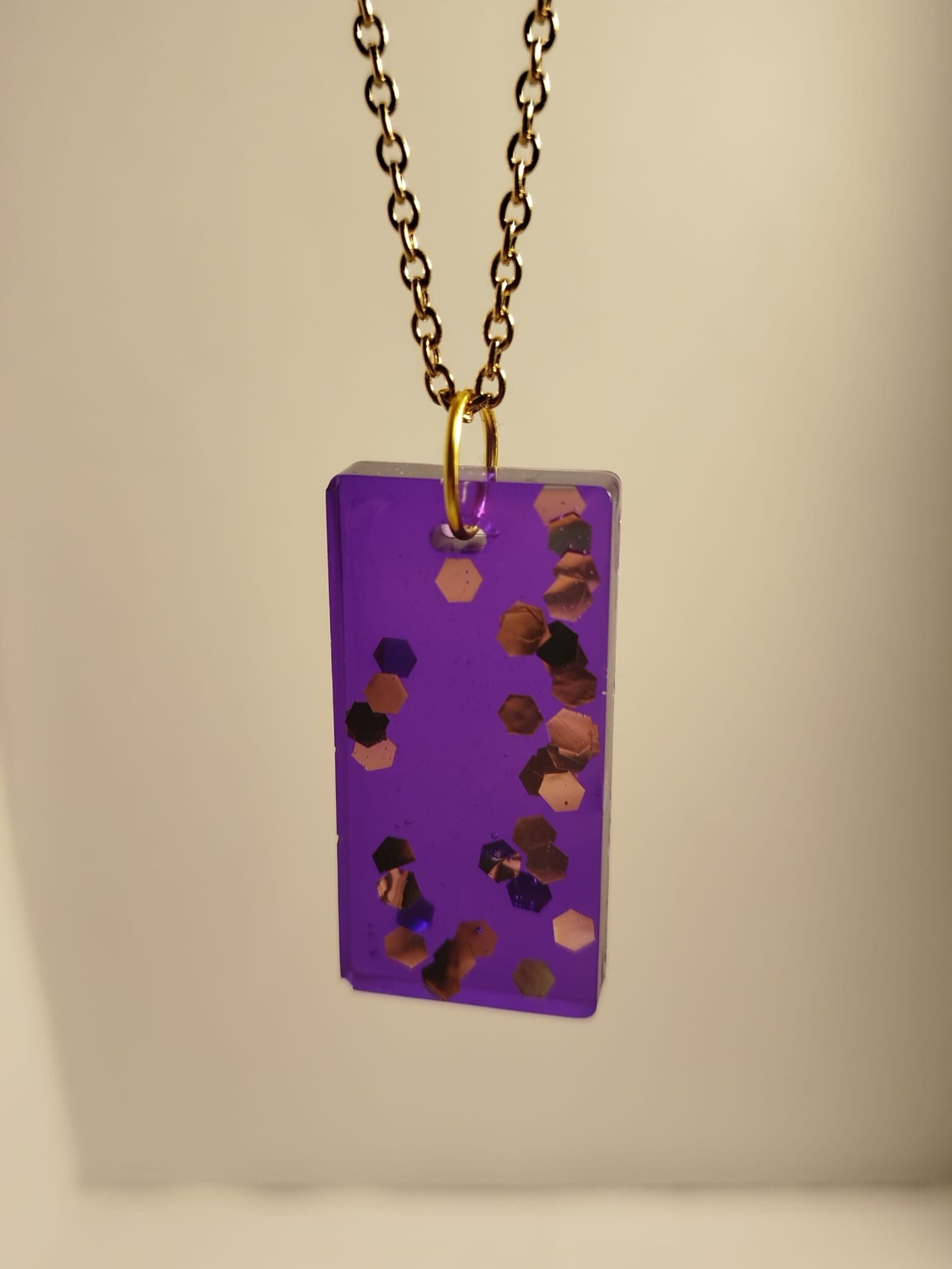 Collares con dijes rectangulares colores varios - 7