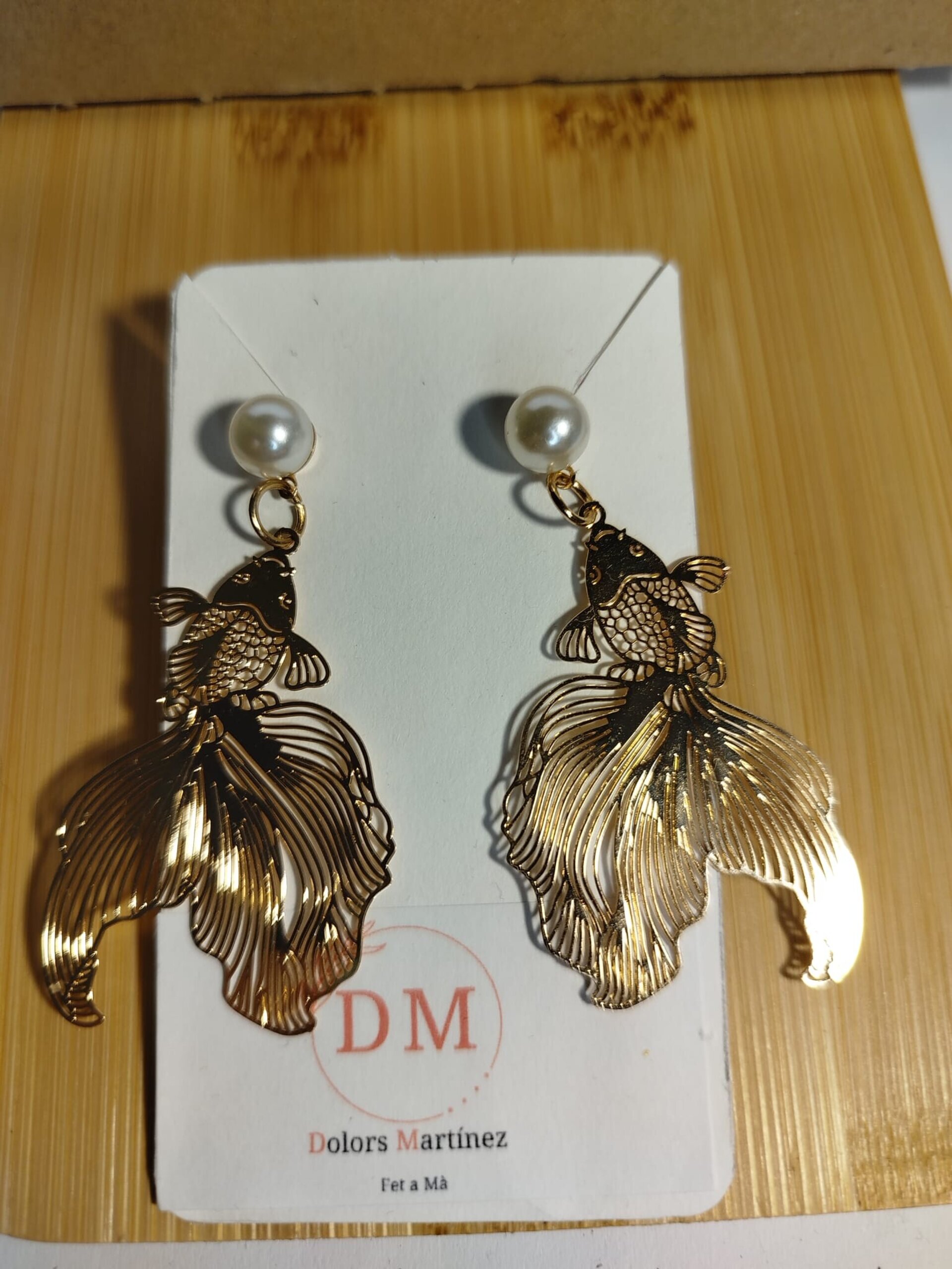 Pendientes Dorados Peces Cola Grande - 5