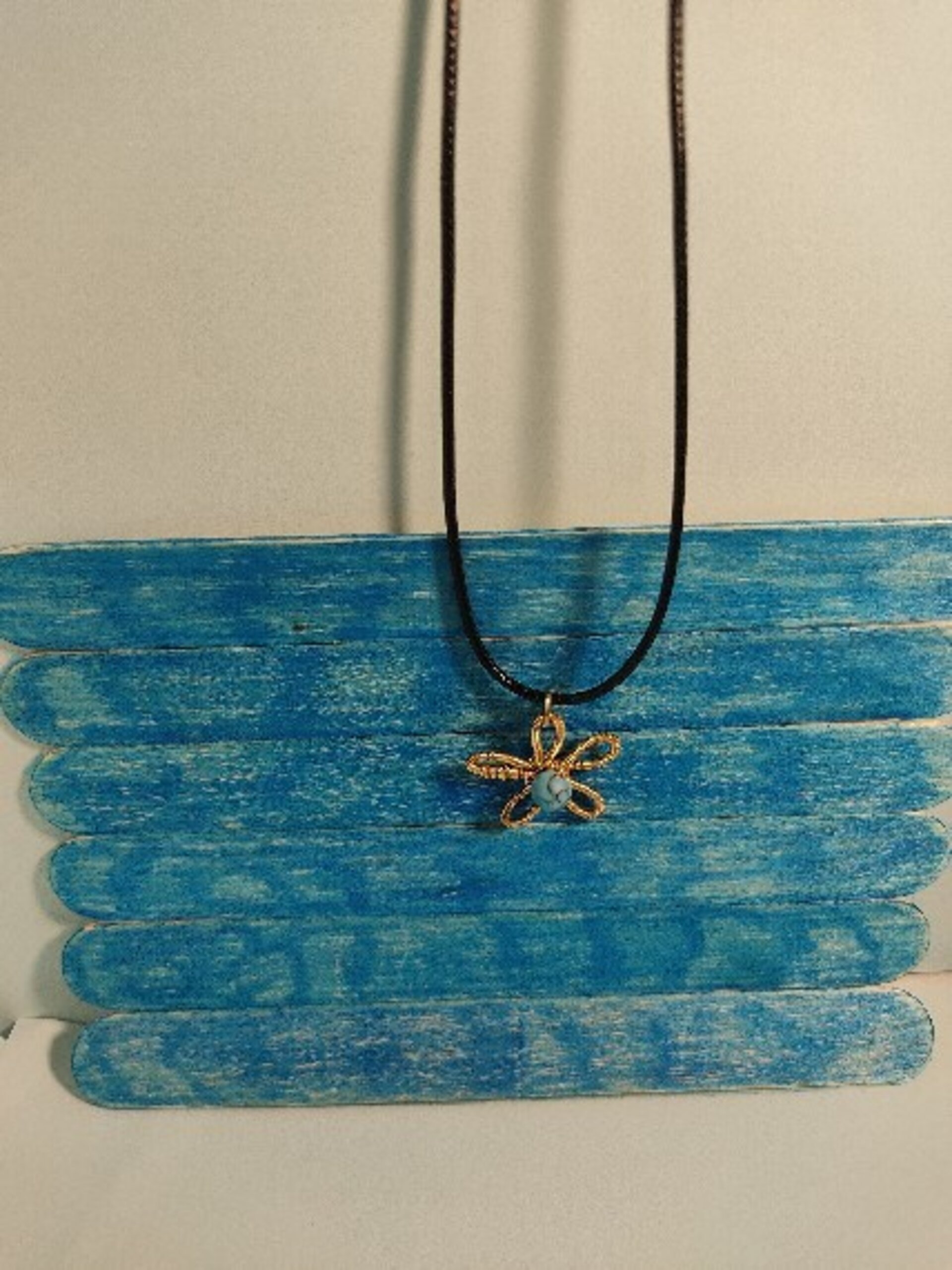 Collar en forma de flor con turquesa centro - 2