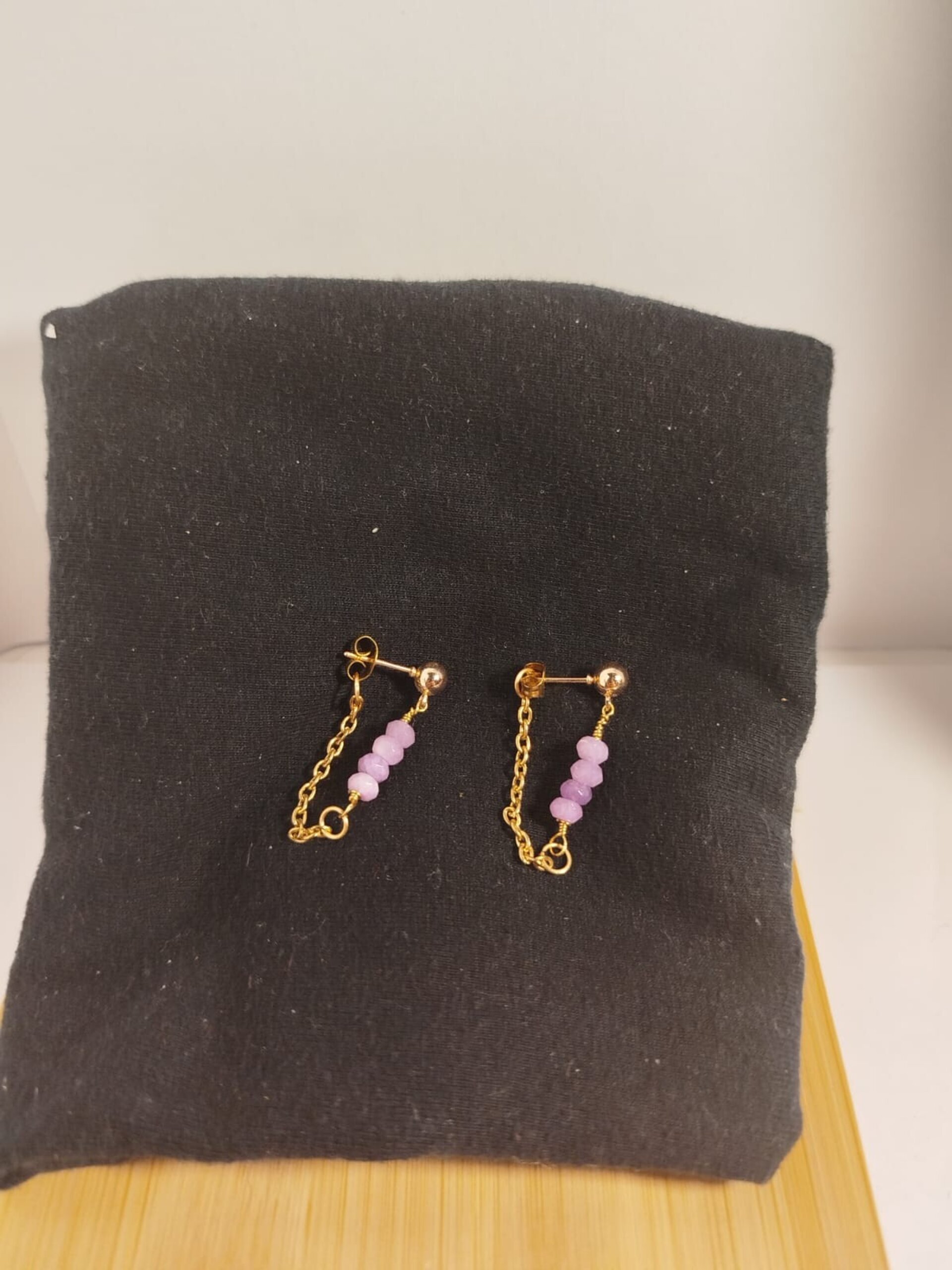 Pendientes dorados Agata Violeta - 2