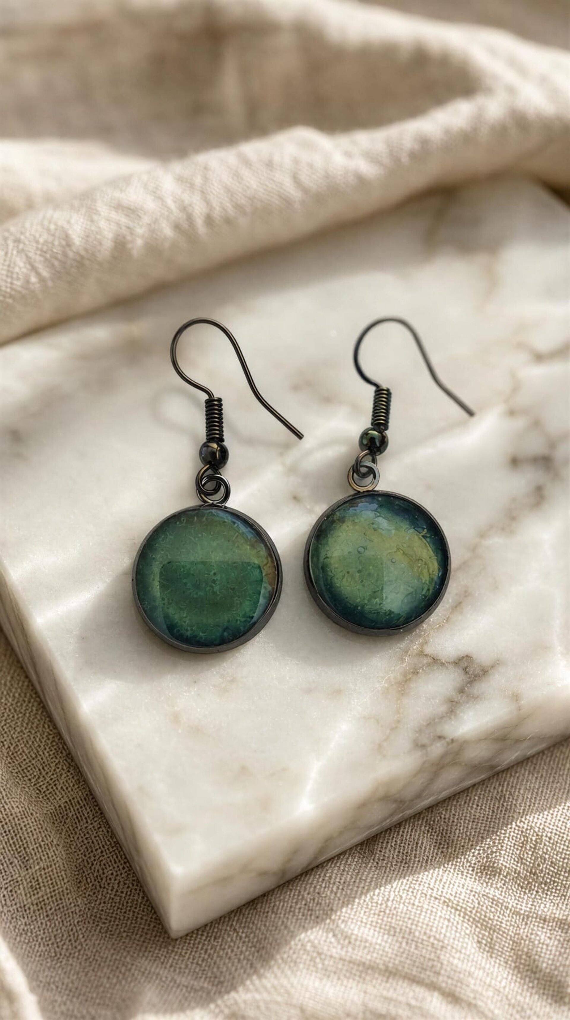 Pendientes redondos verde turquesa - 7