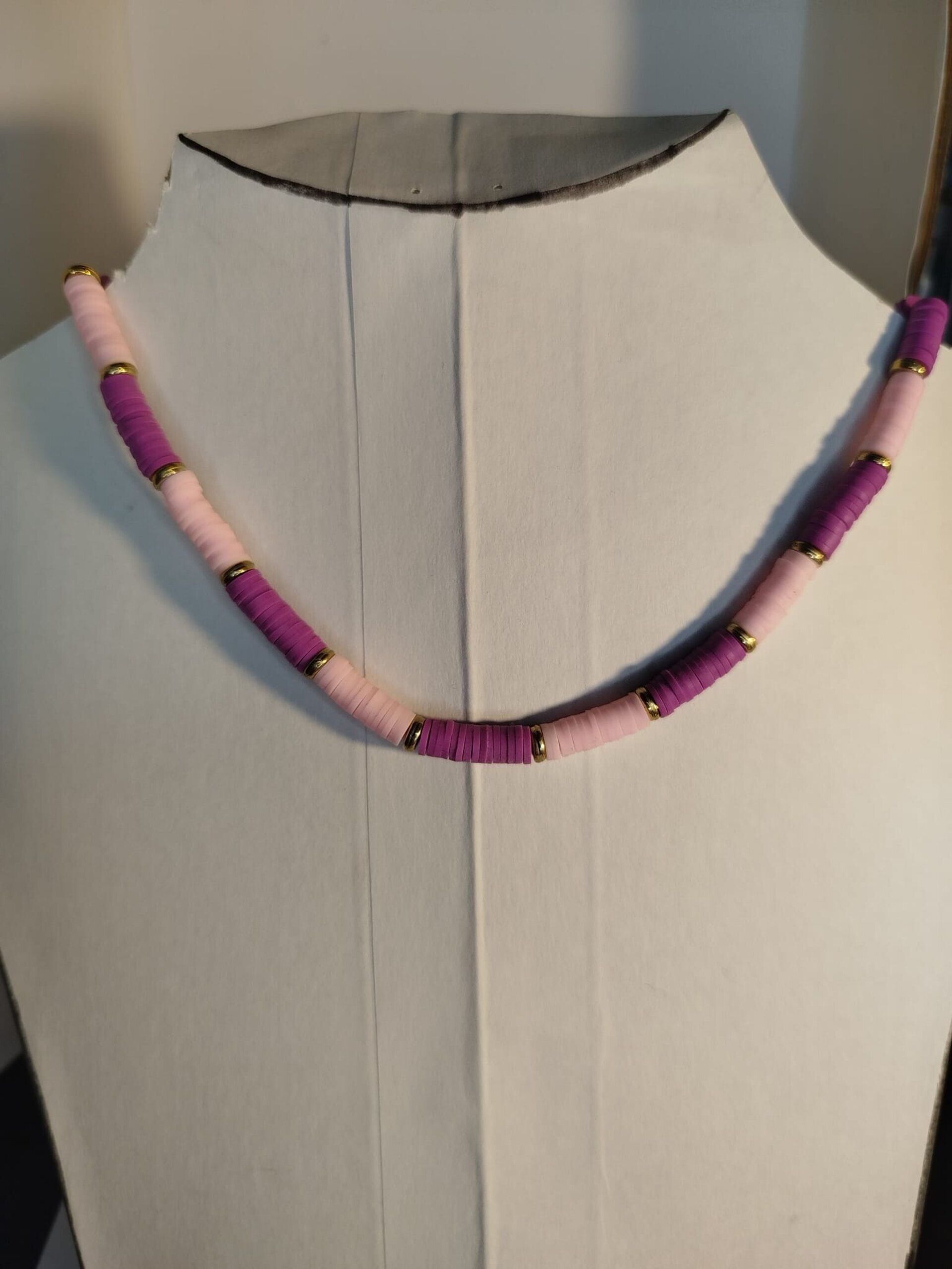 Collar piezas silicona rosa palo y lila - 3