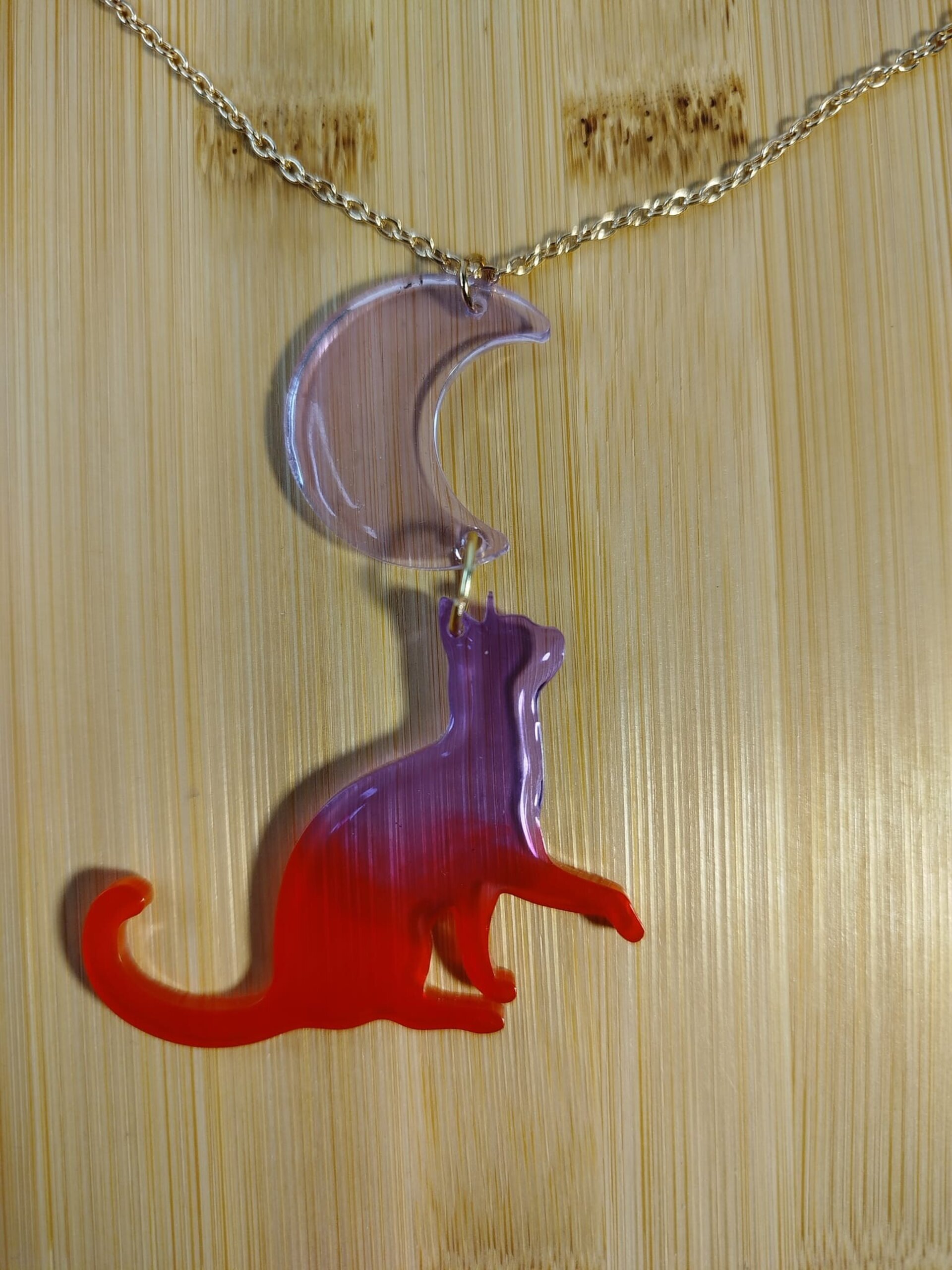 Collares con dije de gato resina y abalorio - 2