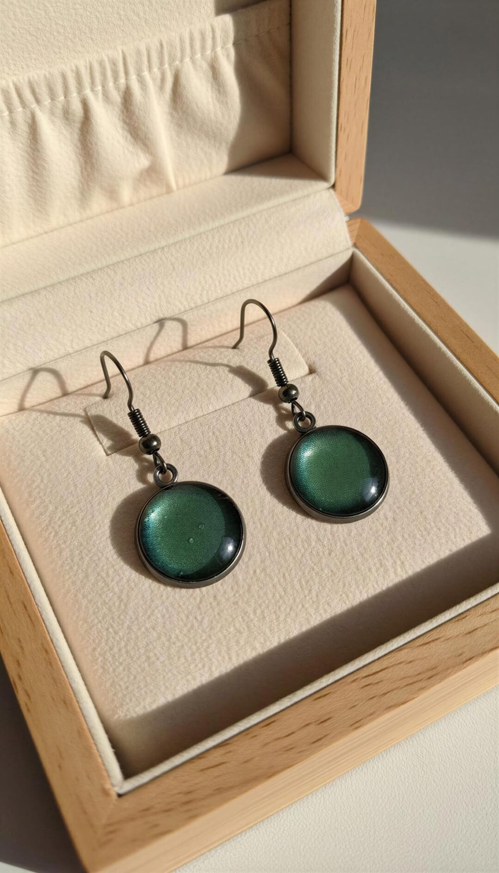 Pendientes redondos verde turquesa - 8