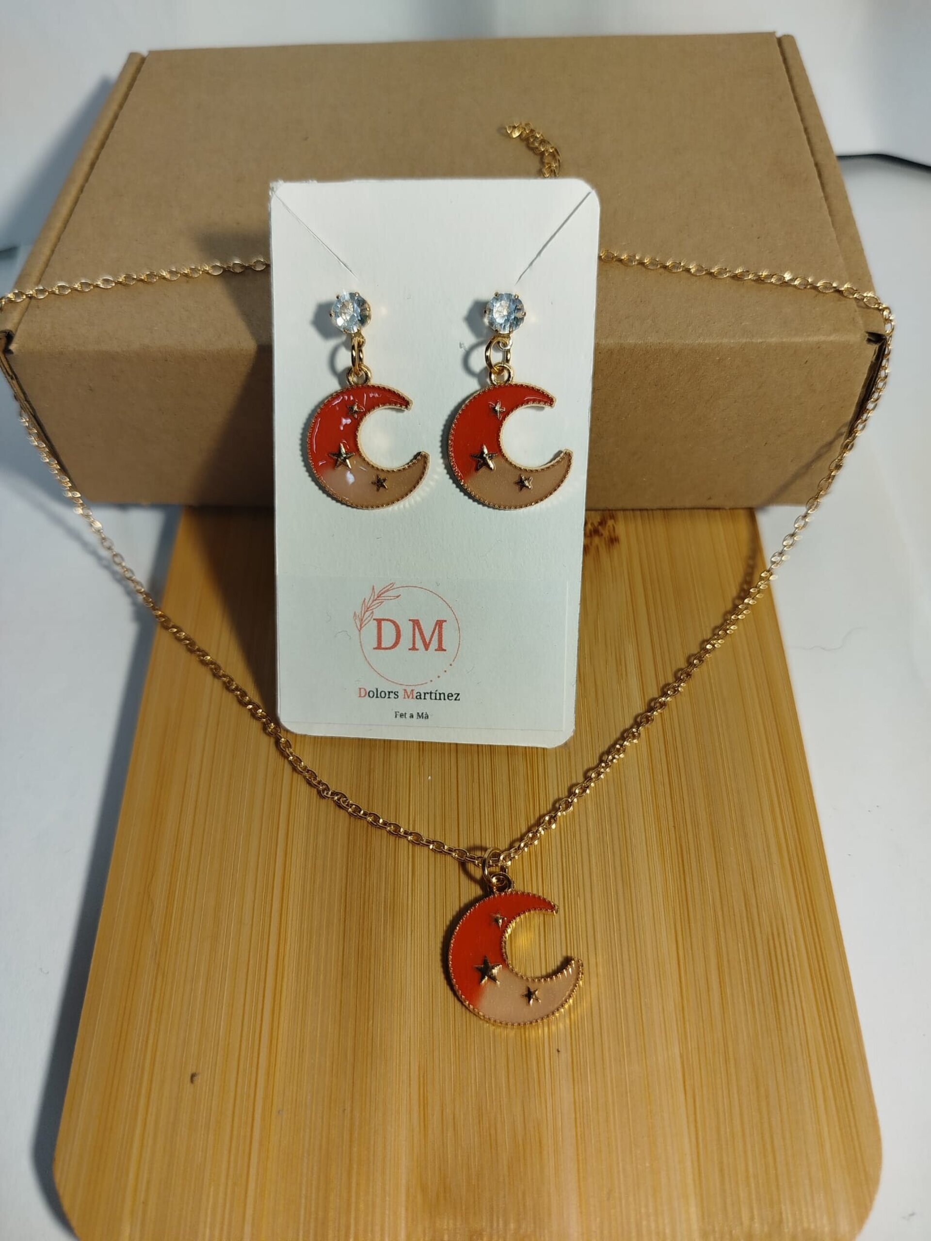 Conjunto pendientes y collar lunas - 3