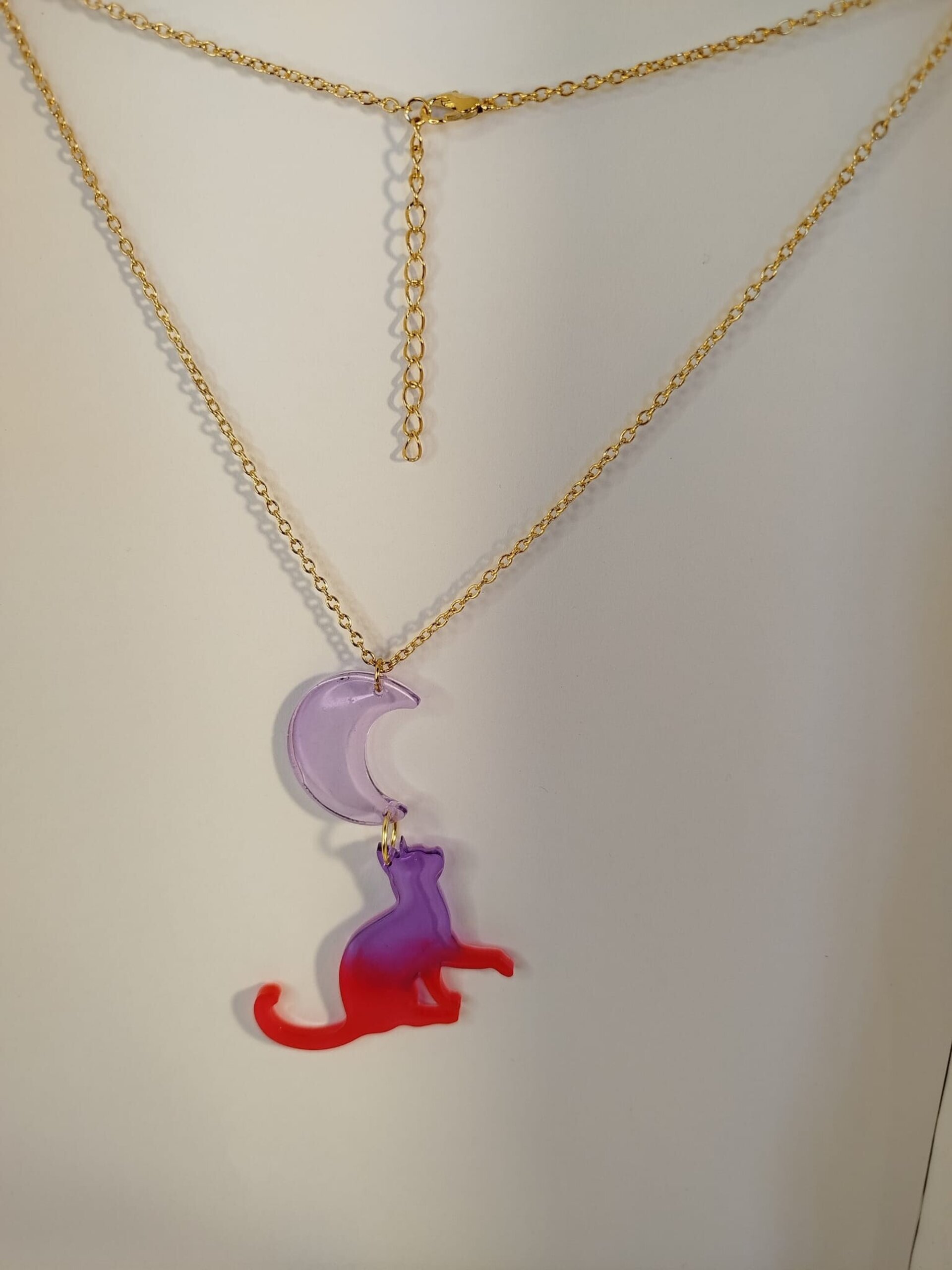 Collares con dije de gato resina y abalorio - 6