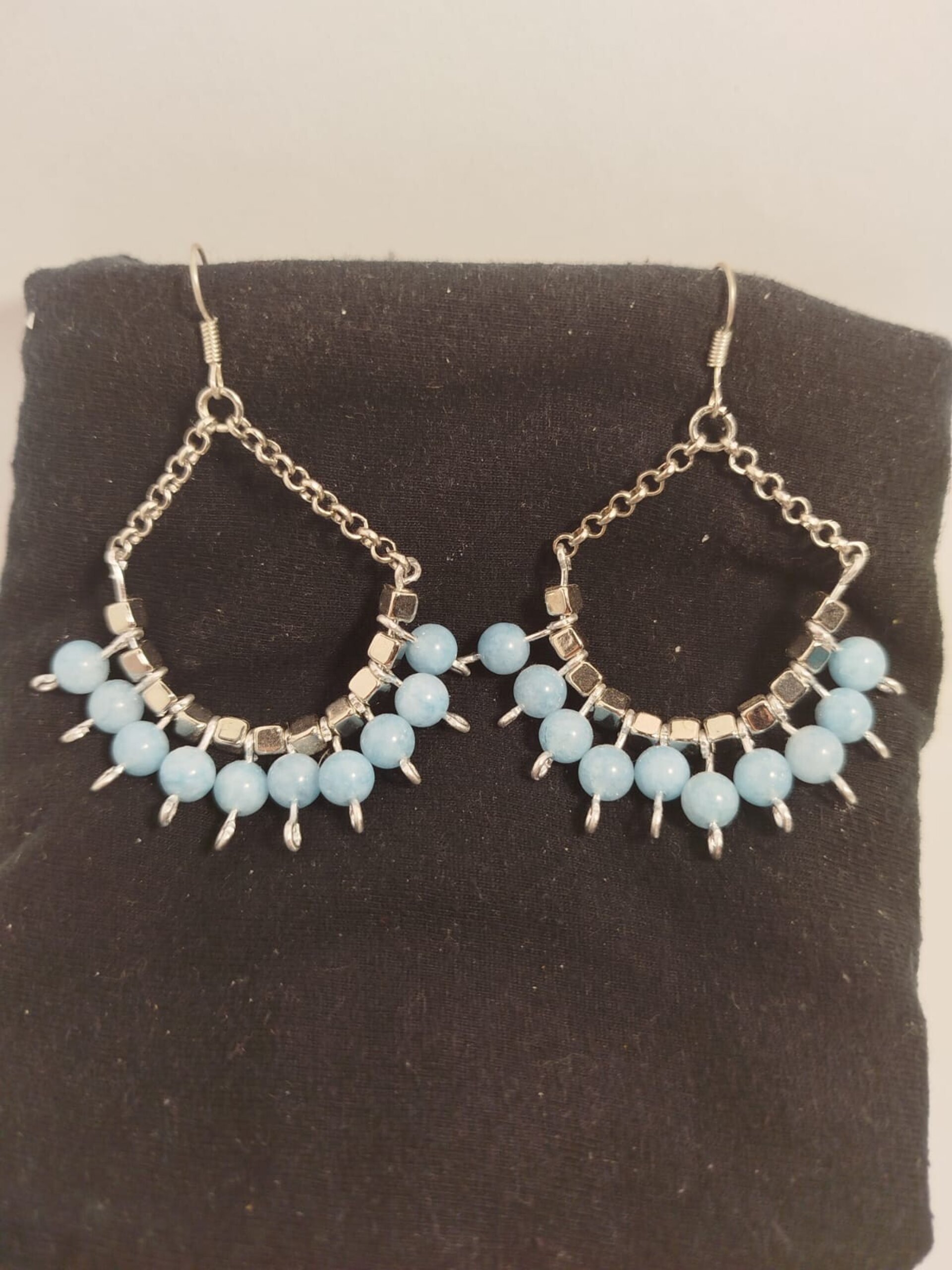 Pendientes plateados con Jade de 6mm - 2