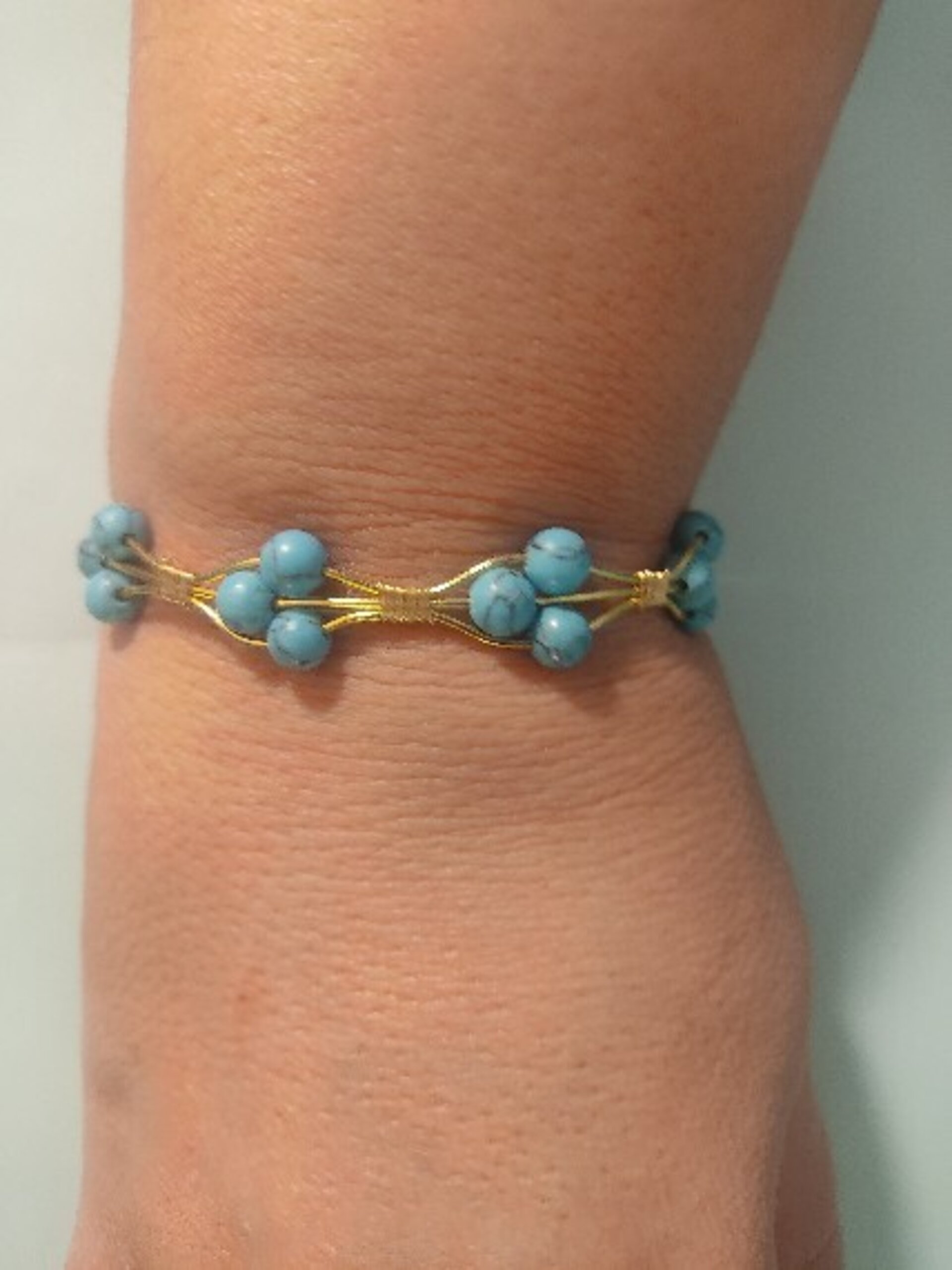 Pulsera alambre y Turquesas - 2