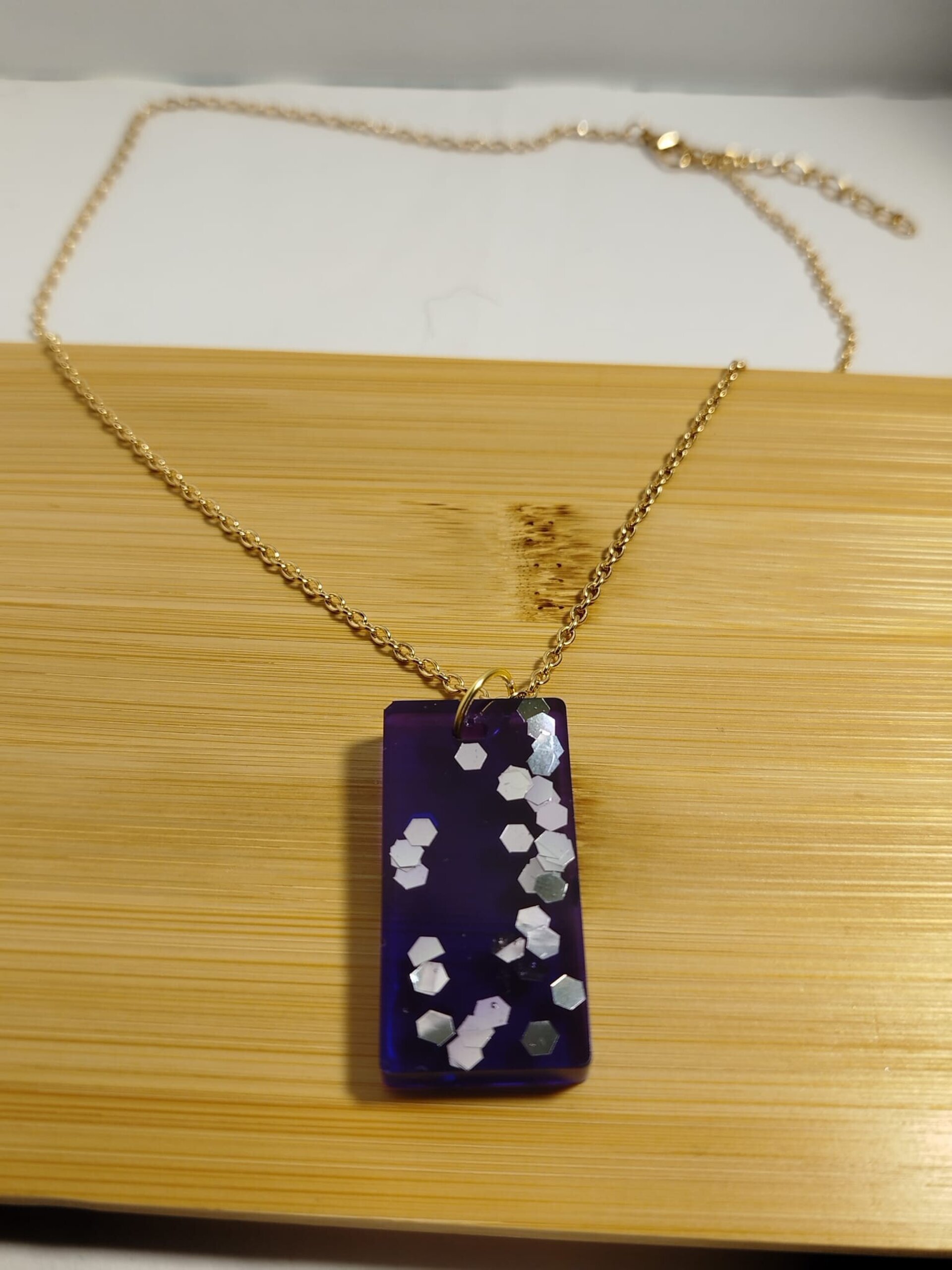 Collares con dijes rectangulares colores varios - 6