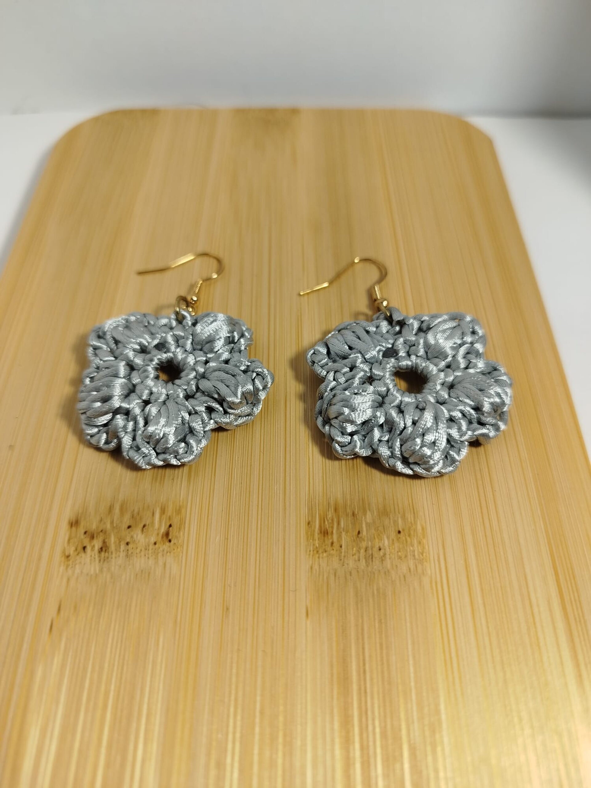 Pendientes flor ganchillo 5 petalos - 2